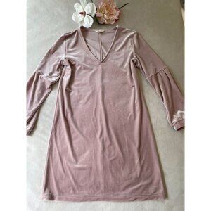 Madewell Pink Velvet V-Neck Long Sleeve Dress For Women Y2K Boho Cottagecore XS